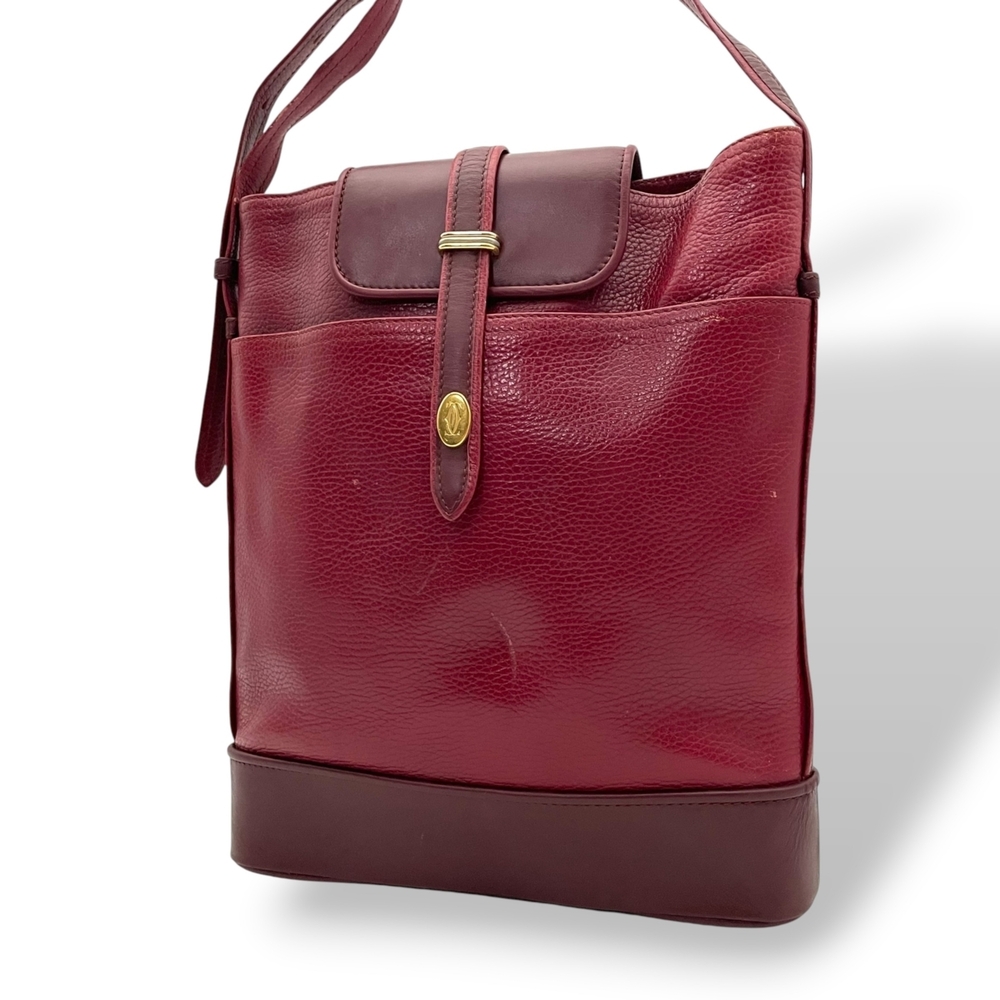 Cartier Shoulder Bag, Bordeaux Leather, Gold Hardware, Women's Crossbody Bag C6